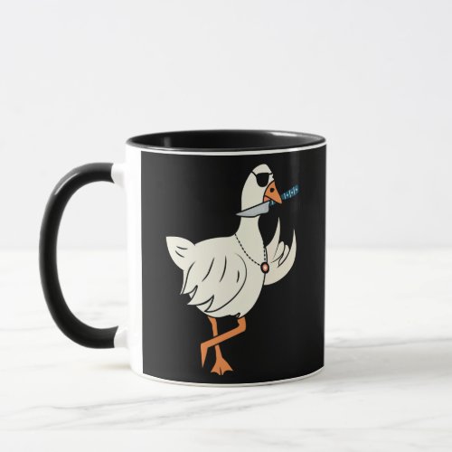 Funny Duck Goose Bird And Knife Design For Men Mug