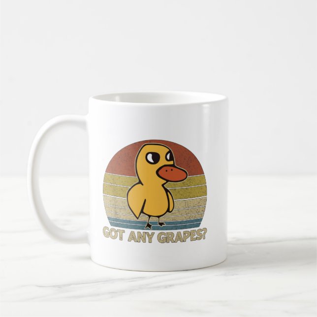 Funny Duck Got Any Grapes Graphic Summer Humor Duc Coffee Mug (Left)