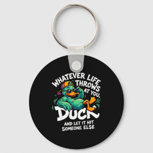 Funny duck graphic men women teens funny quote keychain