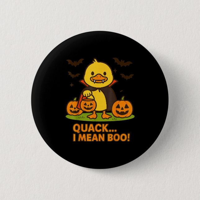 Funny Duck Halloween Costume – Quack I Mean Boo Qu Button (Front)
