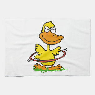 Funny duck hula hoop   Choose background color Kitchen Towel