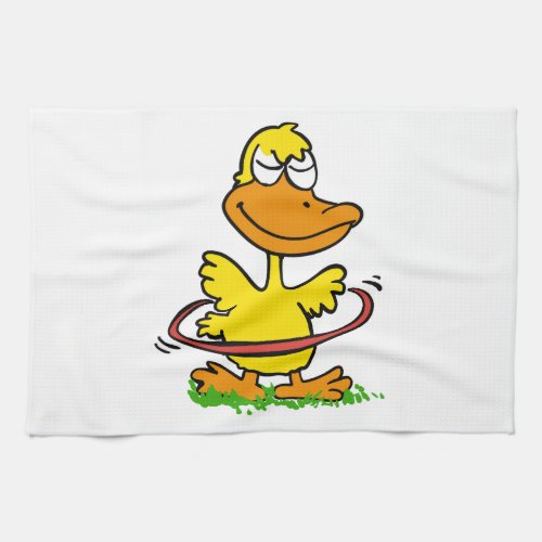 Funny duck hula hoop  Choose background color Kitchen Towel