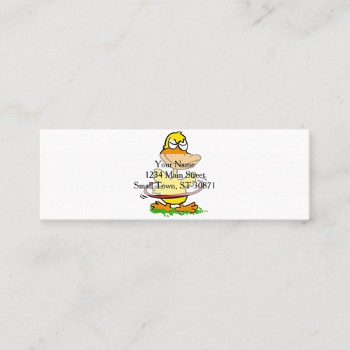 Funny duck hula hoop  Choose background color Mini Business Card