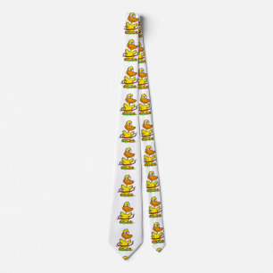Funny duck hula hoop Choose background color Neck Tie