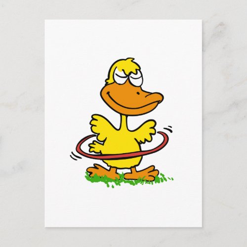 Funny duck hula hoop  Choose background color Postcard