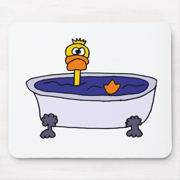 Funny Duck in a Bathtub Cartoon Mousepad