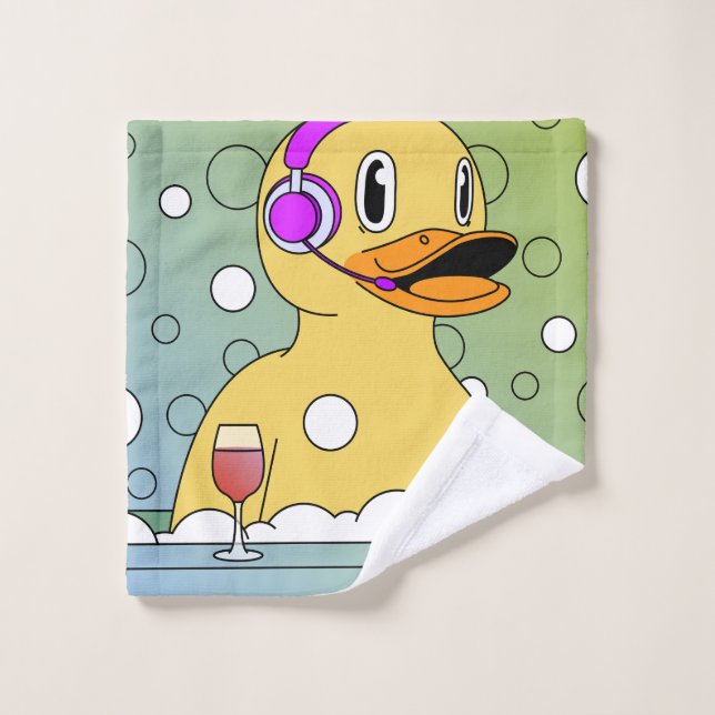 Funny Duck in Bubbles Washcloth  (Wash Cloth)