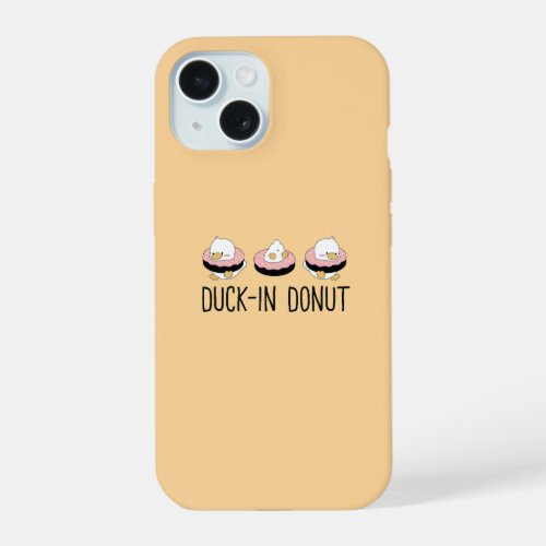 Funny duck in donut cute animal iPhone 15 case