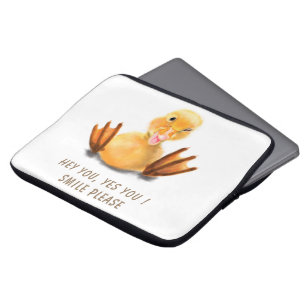 Funny Duck Laptop Sleeve Smile - Custom Text