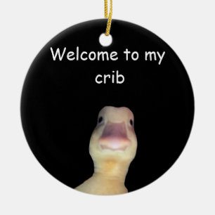 Funny Duck Meme – “Welcome to My Crib” Cute Animal Ceramic Ornament