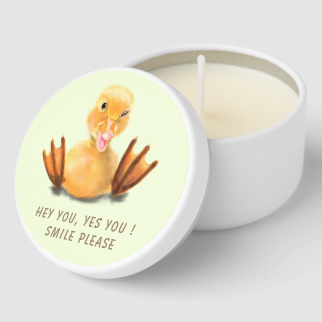 Funny Duck Mini Candle Favors Smile - Custom Text (Corner)