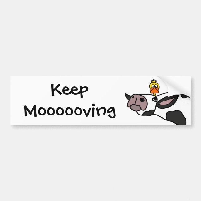 Funny Duck on a Cow Cartoon Bumper Sticker (Front)