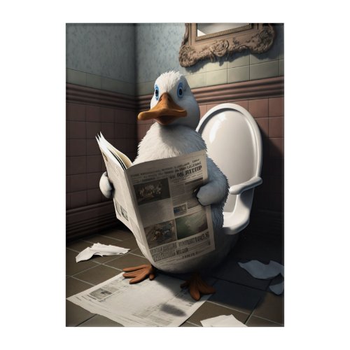 Funny Duck on Bathroom Toilet Wildlife Animals  Acrylic Print