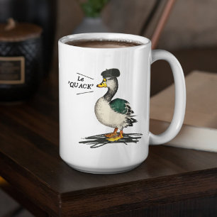 Funny Duck Quirky French Bird Beret Coffee Mug