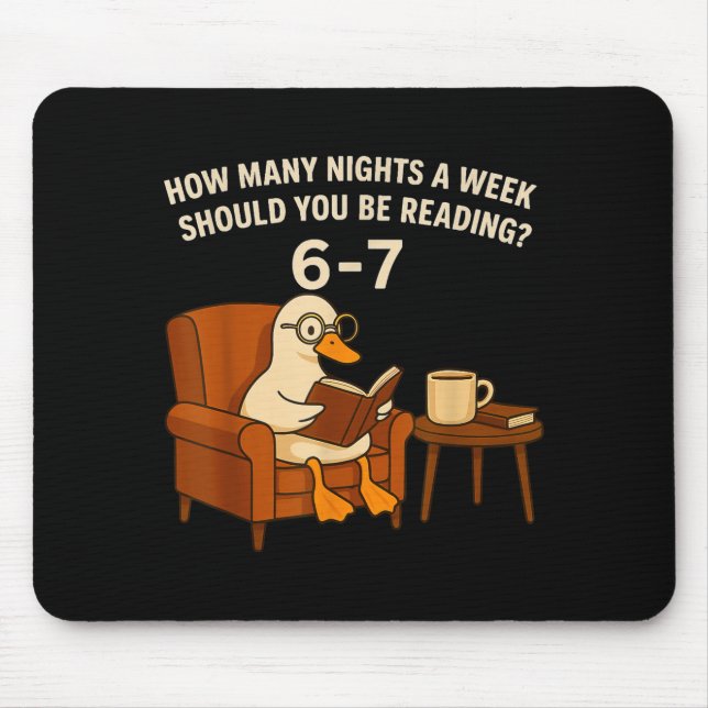 Funny Duck Reading Book 67 Six Seven Meme  Mouse Pad (Front)