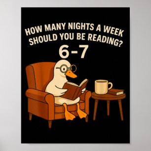 Funny Duck Reading Book 67 Six Seven Meme Poster