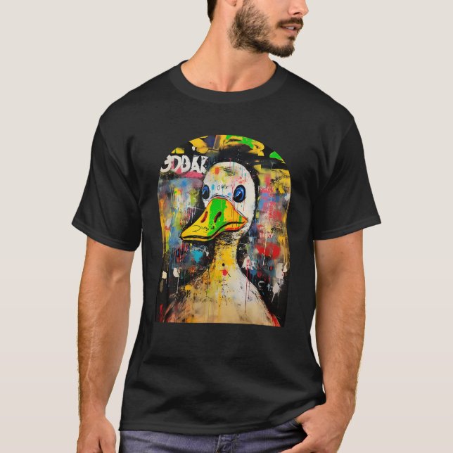 Funny Duck Retro 90s Street Art Graffiti Style Aes T-Shirt (Front)