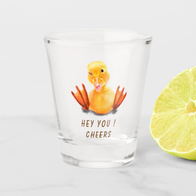 Funny Duck Shot Glass - Cheers (Front)