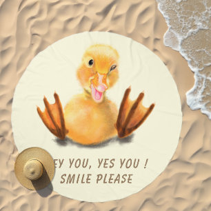 Funny Duck Smile Custom Text Beach Towel
