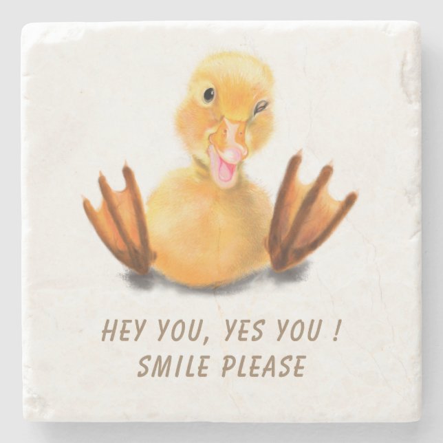 Funny Duck Stone Coaster - Custom Text (Front)