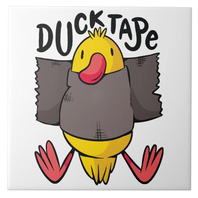 Funny Duck Tape Ceramic Tile (Front)