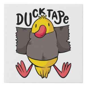 Funny Duck Tape Faux Canvas Print