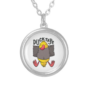 Funny Duck Tape Silver Plated Necklace