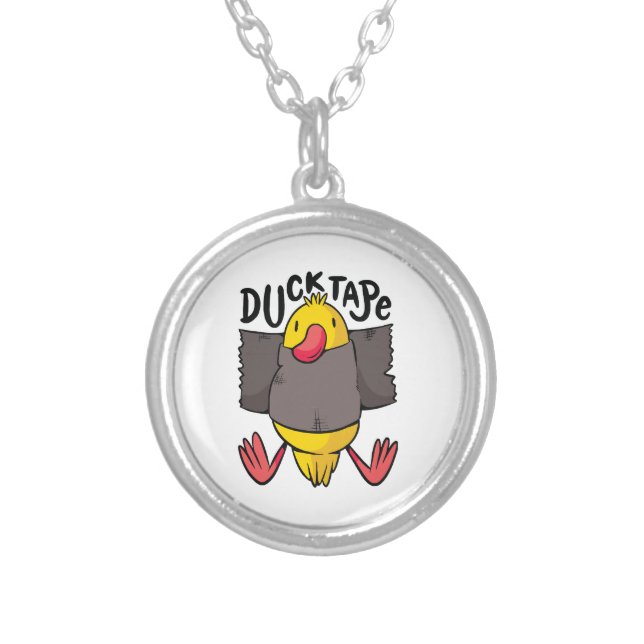 Funny Duck Tape Silver Plated Necklace (Front)