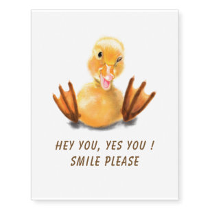 Funny Duck Temporary Tattoos Smile Custom Text