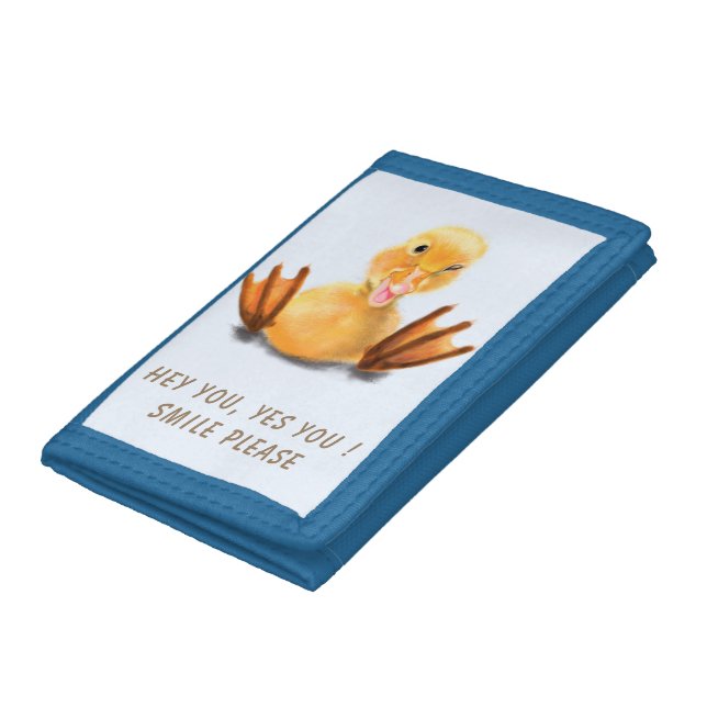 Funny Duck Trifold Wallet Smile - Custom Text (Bottom)