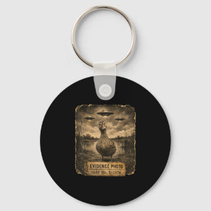 Funny duck ufo evidence photo alien humor keychain