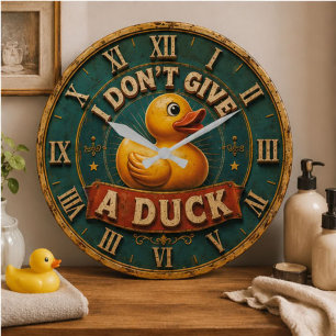 Funny Duck Vintage Farmhouse Bathroom Decor Large Clock