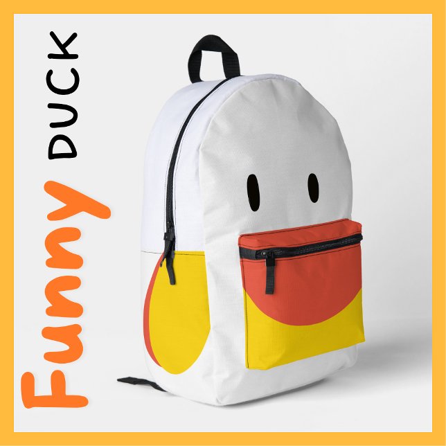 Funny Duck White Orange Yellow Cute Animal Printed Backpack (Creator Uploaded)