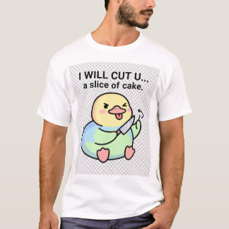 Funny Duck with Knife Cake Pun T-Shirt