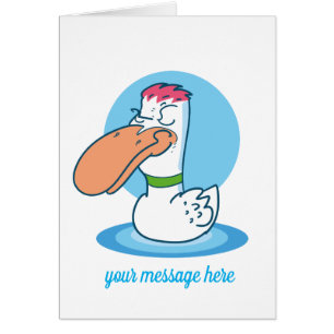 funny duck with punk hair cartoon cards