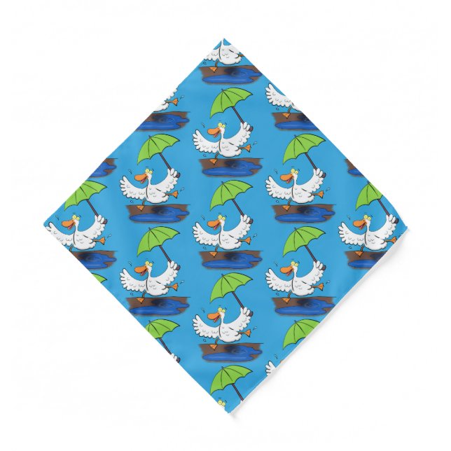 Funny duck with umbrella dancing cartoon  bandana (Front)
