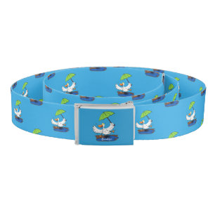Funny duck with umbrella dancing cartoon belt