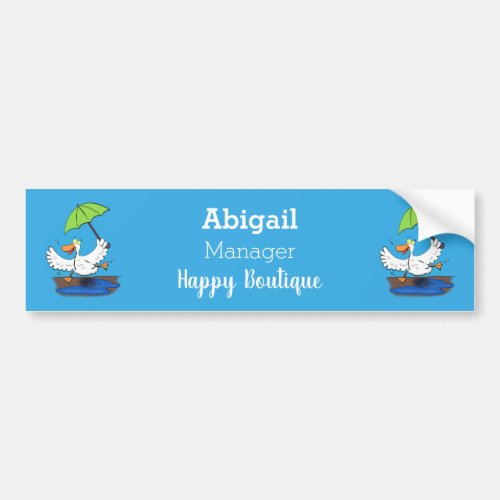 Funny duck with umbrella dancing cartoon bumper sticker