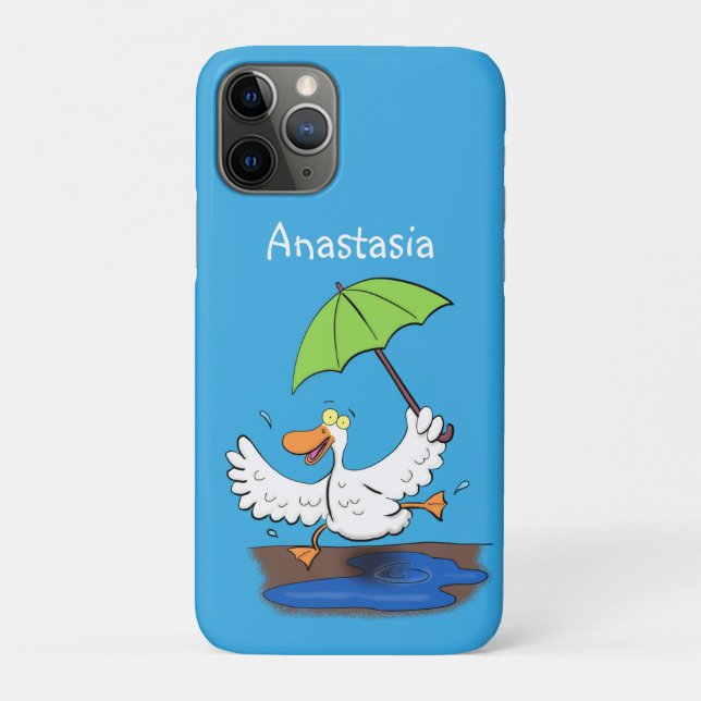 Funny duck with umbrella dancing cartoon Case-Mate iPhone case (Back)