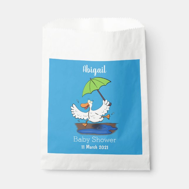 Funny duck with umbrella dancing cartoon favor bag (Front)