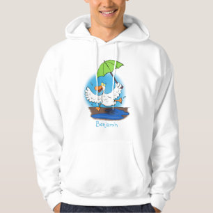 Funny duck with umbrella dancing cartoon hoodie