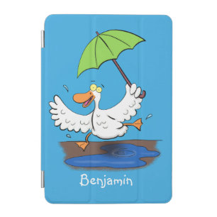 Funny duck with umbrella dancing cartoon iPad mini cover