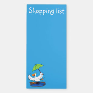Funny duck with umbrella dancing cartoon magnetic notepad