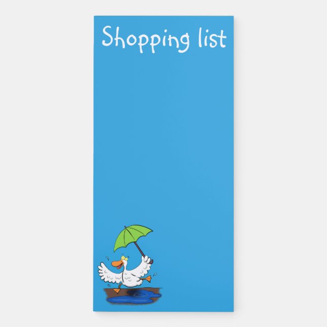 Funny duck with umbrella dancing cartoon magnetic notepad (Front)