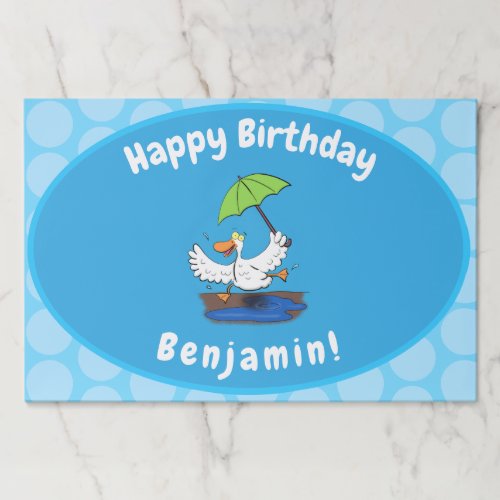 Funny duck with umbrella dancing cartoon paper pad