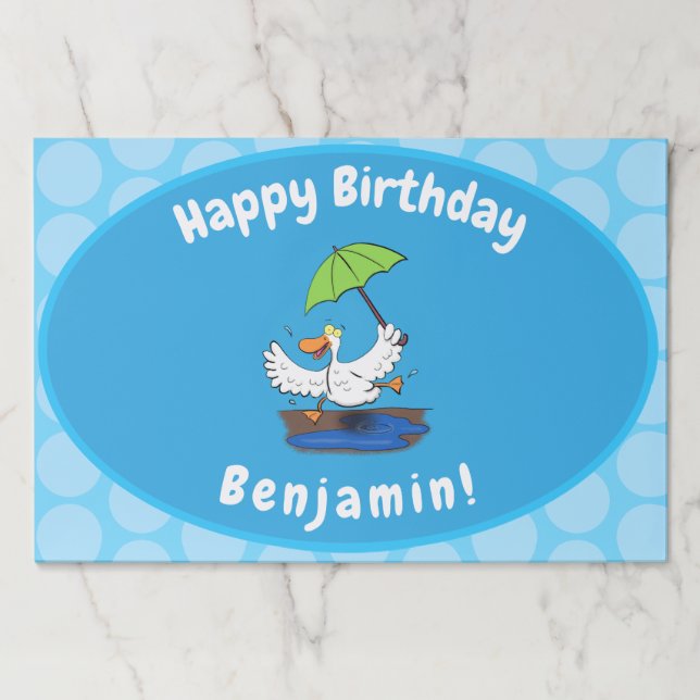 Funny duck with umbrella dancing cartoon paper pad (Front)