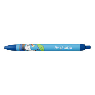 Funny duck with umbrella dancing cartoon pen
