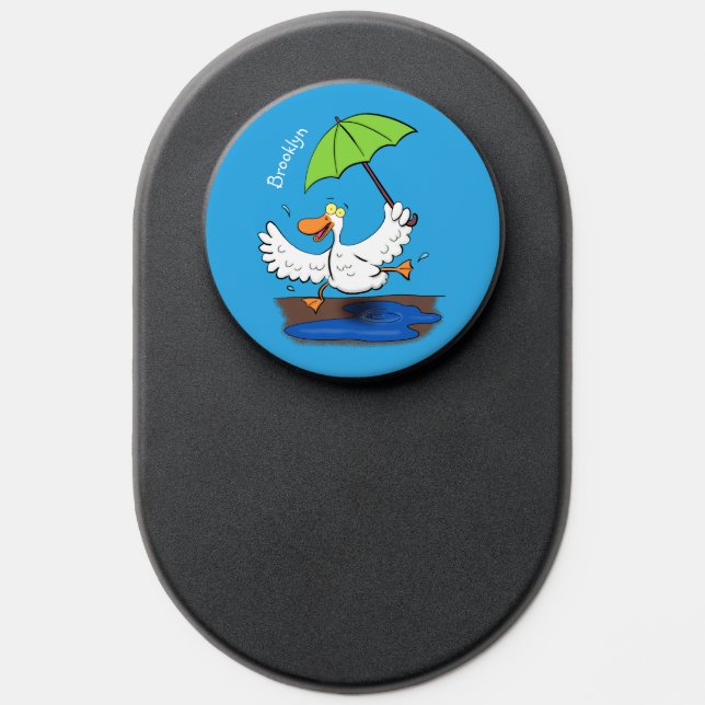 Funny duck with umbrella dancing cartoon PopSocket (Popsocket)