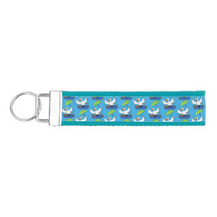 Funny duck with umbrella dancing cartoon wrist keychain
