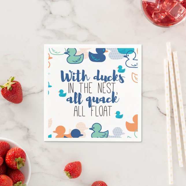 Funny Ducks and Quack Float Puns Quote Design Napkins (Insitu)